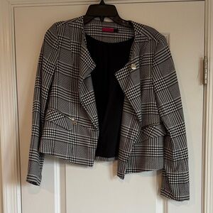 Elegant Black and White Checkered Blazer